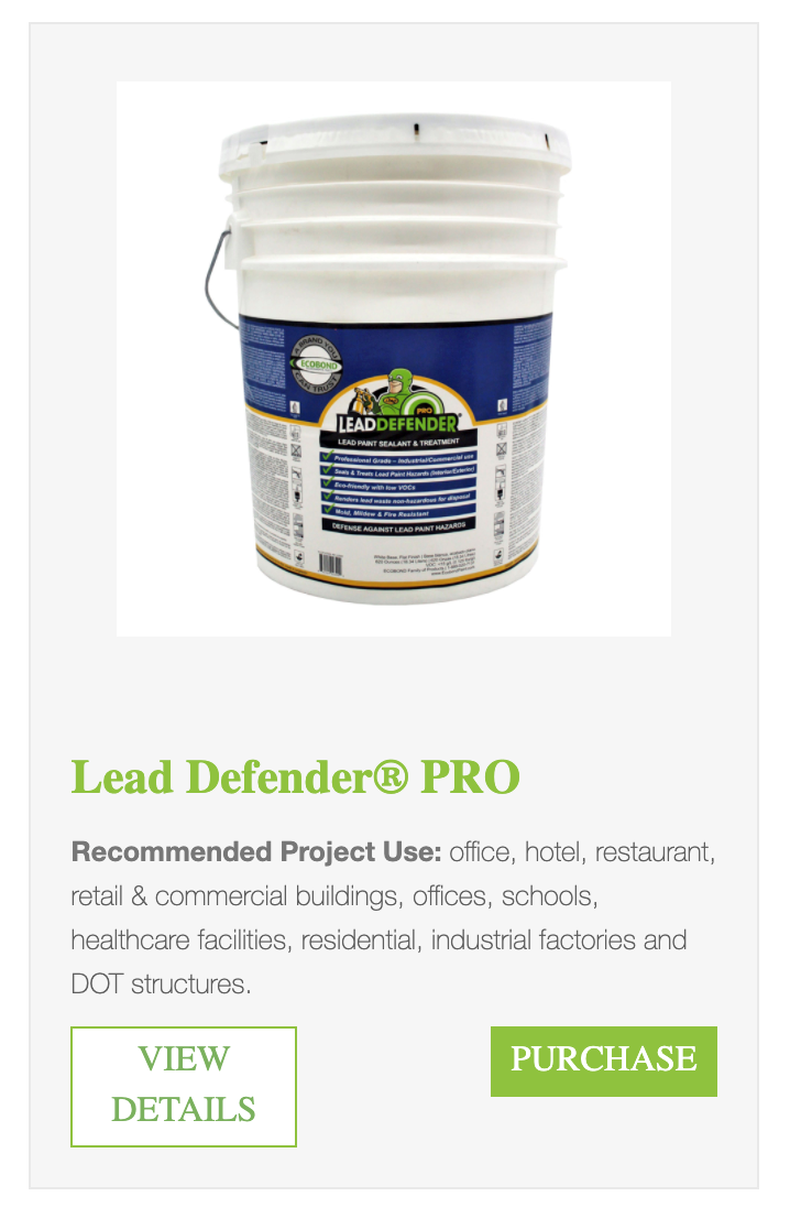 Ecobond lead defender PRO recommended project use